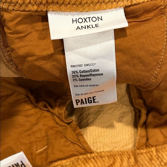 Paige Orange Rust Hoxton Corduroy Cropped Cords Women's Size 28 - Picture 11 of 12